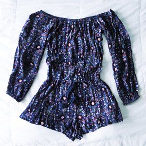 Navy Patterned Romper